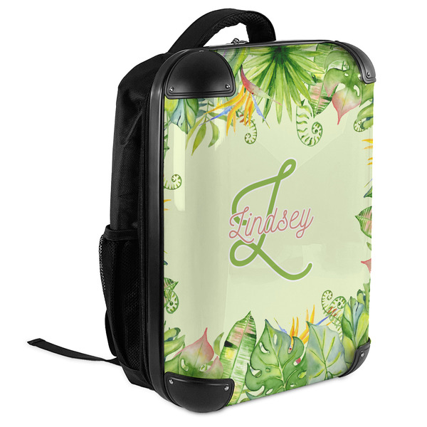 Tropical Leaves Border 18" Hard Shell Backpacks - ANGLED VIEW