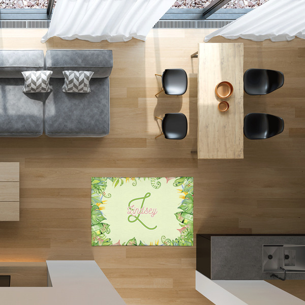 Tropical Leaves Border 2'x3' Indoor Area Rugs - IN CONTEXT