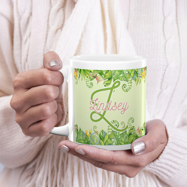 Tropical Leaves Border 20oz Coffee Mug - LIFESTYLE