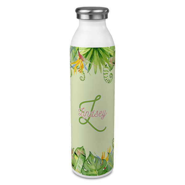 Custom Tropical Leaves Border 20oz Stainless Steel Water Bottle - Full Print (Personalized)