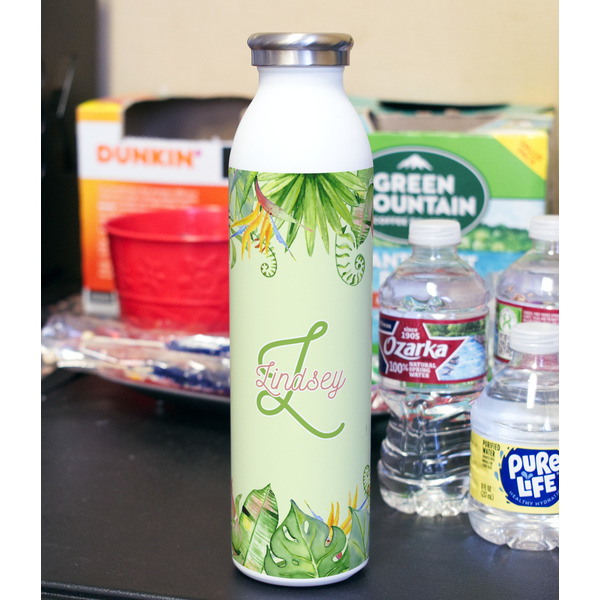 Tropical Leaves Border 20oz Water Bottles - Full Print - In Context