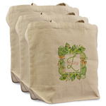 Tropical Leaves Border Reusable Cotton Grocery Bags - Set of 3 (Personalized)