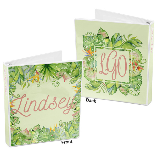 Tropical Leaves Border 3-Ring Binder Front and Back