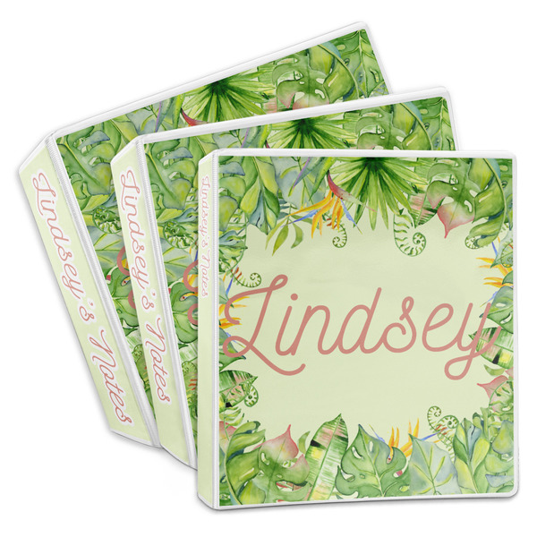Custom Tropical Leaves Border 3-Ring Binder (Personalized)