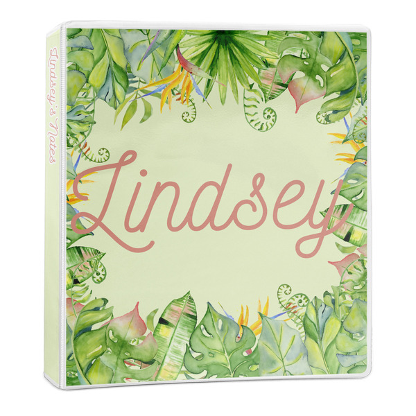 Custom Tropical Leaves Border 3-Ring Binder - 1 inch (Personalized)