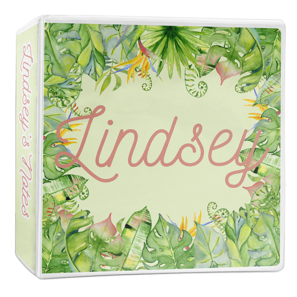 Custom Tropical Leaves Border 3-Ring Binder - 2 inch (Personalized)