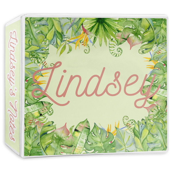 Custom Tropical Leaves Border 3-Ring Binder - 3 inch (Personalized)