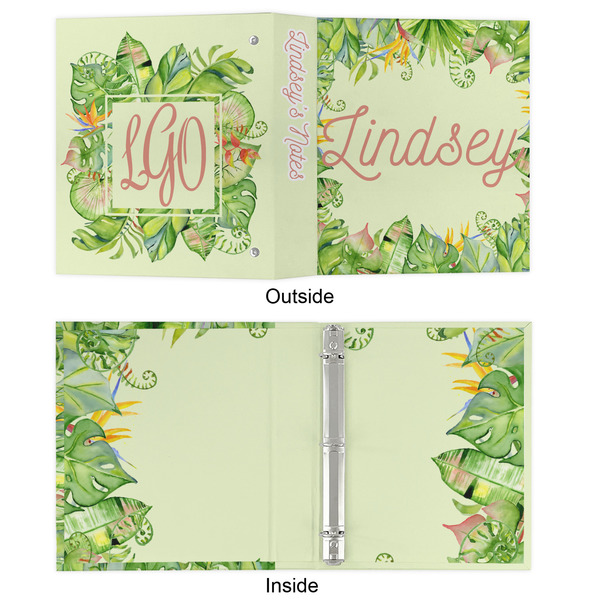 Tropical Leaves Border 3 Ring Binders - Full Wrap - 1" - APPROVAL