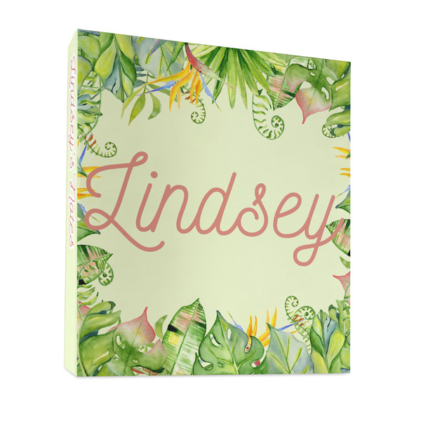 Custom Tropical Leaves Border 3 Ring Binder - Full Wrap - 1" (Personalized)