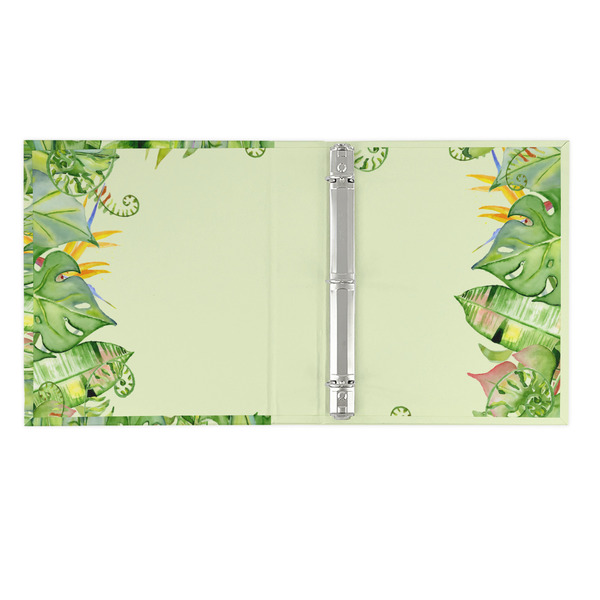 Tropical Leaves Border 3 Ring Binders - Full Wrap - 1" - OPEN INSIDE