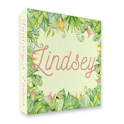 Tropical Leaves Border 3 Ring Binder - Full Wrap - 2" (Personalized)