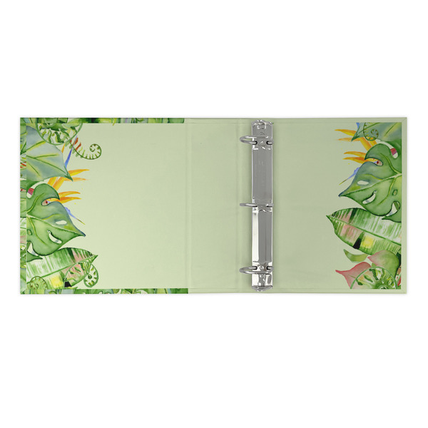 Tropical Leaves Border 3 Ring Binders - Full Wrap - 2" - OPEN INSIDE