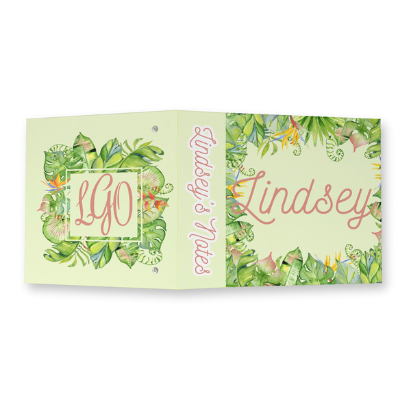 Tropical Leaves Border 3 Ring Binders - Full Wrap - 2" - OPEN OUTSIDE