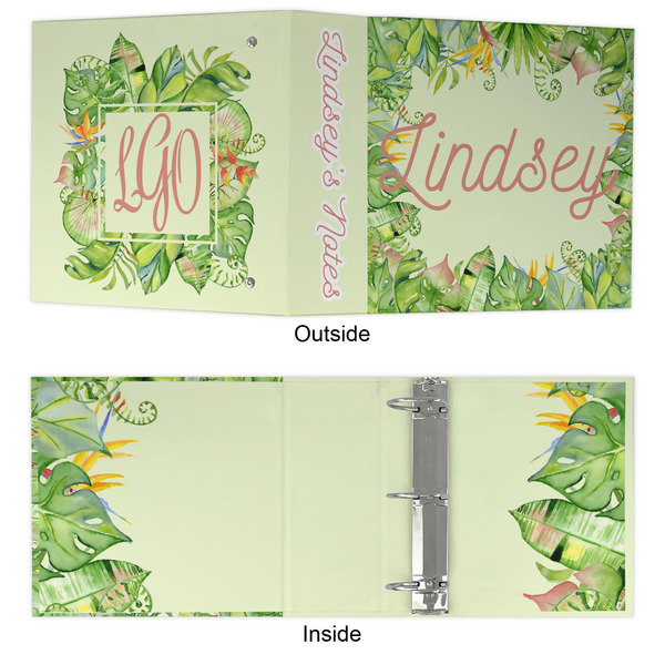 Tropical Leaves Border 3 Ring Binders - Full Wrap - 3" - APPROVAL
