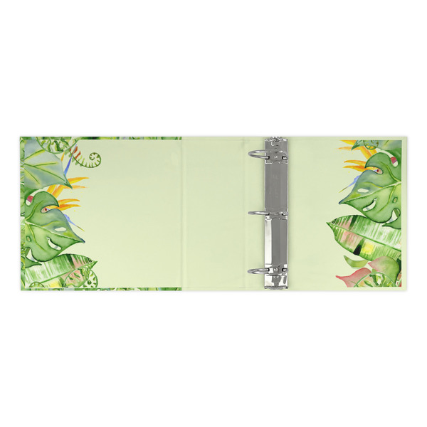 Tropical Leaves Border 3 Ring Binders - Full Wrap - 3" - OPEN INSIDE