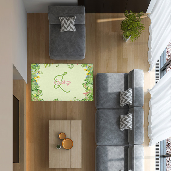 Tropical Leaves Border 3'x5' Indoor Area Rugs - IN CONTEXT