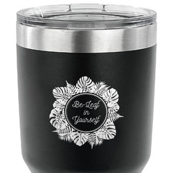 Tropical Leaves Border 30 oz Stainless Steel Tumbler - Black - Double Sided (Personalized)