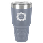 Tropical Leaves Border 30 oz Stainless Steel Tumbler - Grey - Single-Sided (Personalized)
