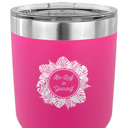 Tropical Leaves Border 30 oz Stainless Steel Tumbler - Pink - Single Sided (Personalized)