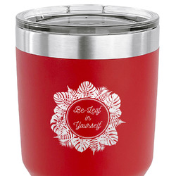 Tropical Leaves Border 30 oz Stainless Steel Tumbler - Red - Double Sided (Personalized)