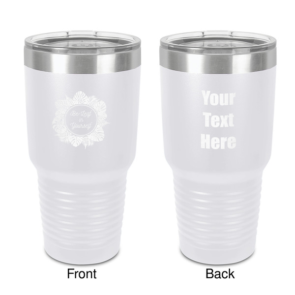 Custom Tropical Leaves Border 30 oz Stainless Steel Tumbler - White - Double-Sided (Personalized)