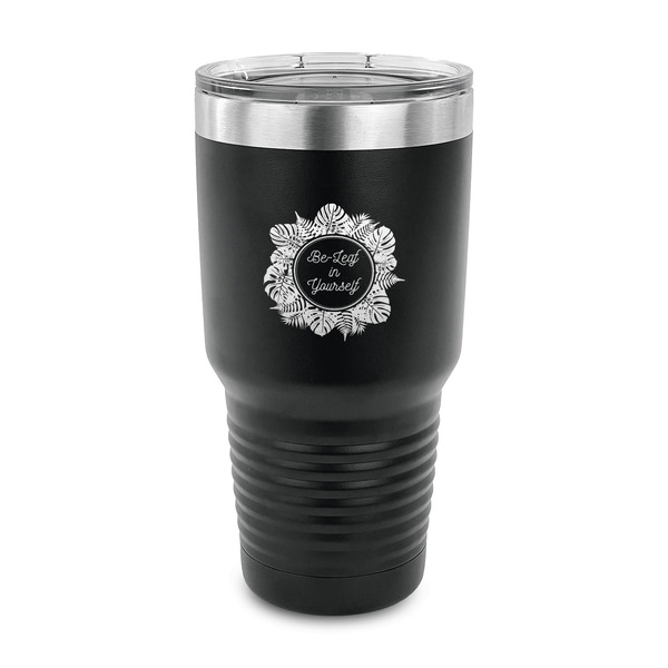 Custom Tropical Leaves Border 30 oz Stainless Steel Tumbler (Personalized)