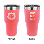 Tropical Leaves Border 30 oz Stainless Steel Tumbler - Coral - Double Sided (Personalized)