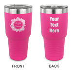 Tropical Leaves Border 30 oz Stainless Steel Tumbler - Pink - Double Sided (Personalized)