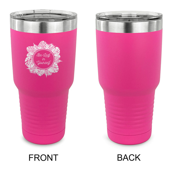 Tropical Leaves Border 30 oz Stainless Steel Ringneck Tumblers - Pink - Single Sided - APPROVAL
