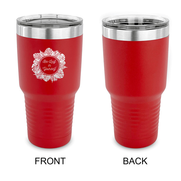 Tropical Leaves Border 30 oz Stainless Steel Ringneck Tumblers - Red - Single Sided - APPROVAL
