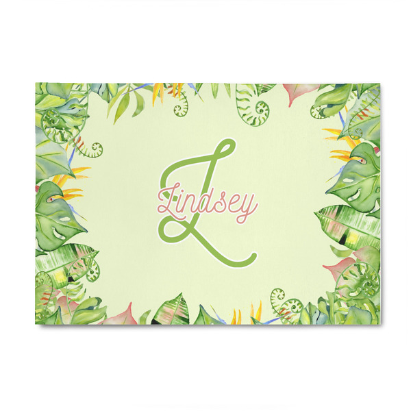 Custom Tropical Leaves Border 4' x 6' Indoor Area Rug (Personalized)