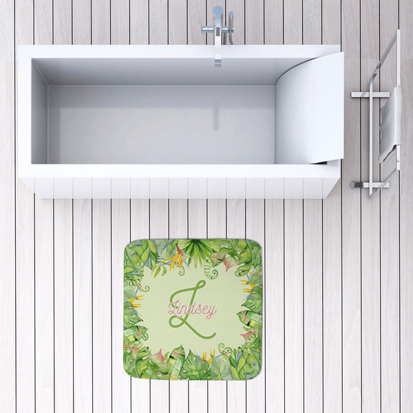 Tropical Leaves Border 48x48 Foam Memory Mat - LIFESTYLE