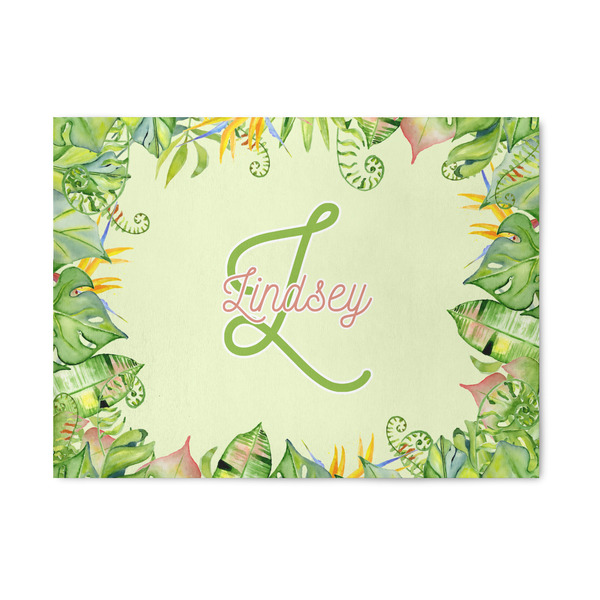 Custom Tropical Leaves Border Area Rug (Personalized)