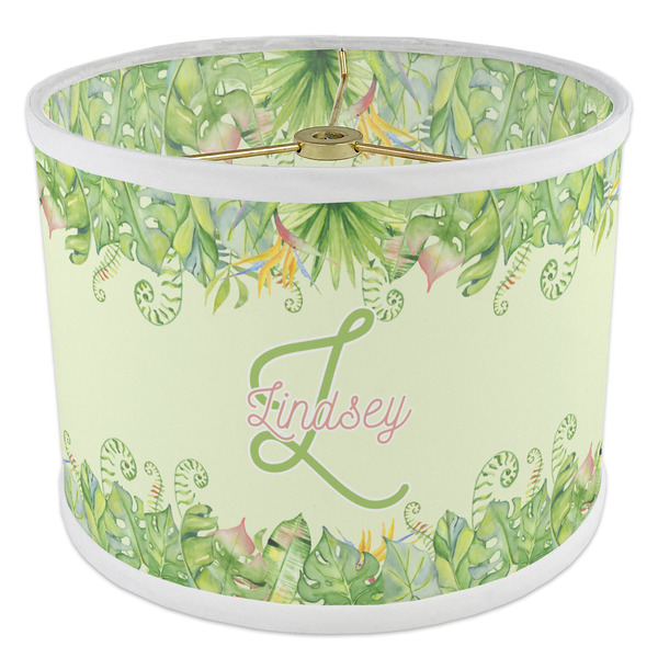 Tropical Leaves Border 8" Drum Lampshade - ANGLE Poly-Film