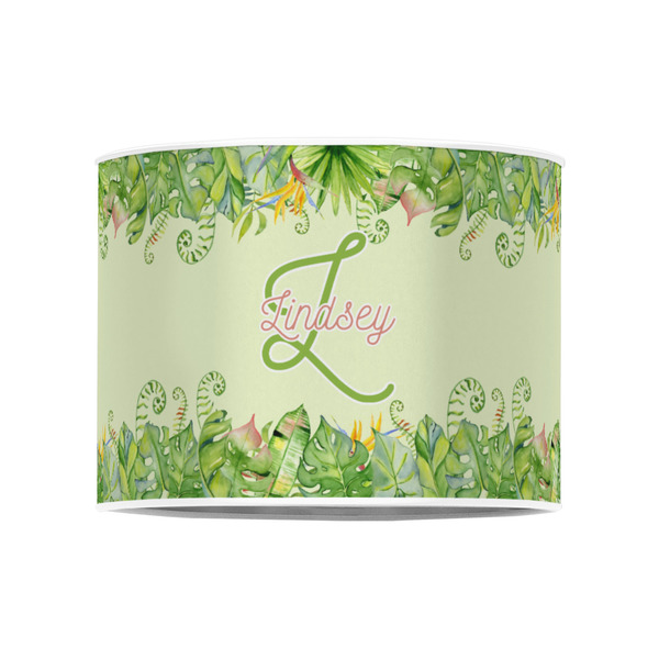 Tropical Leaves Border 8" Drum Lampshade - FRONT (Poly Film)