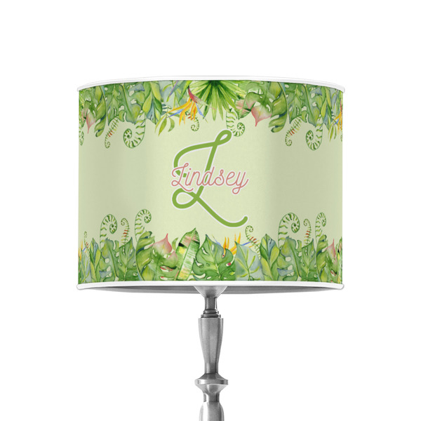 Custom Tropical Leaves Border 8" Drum Lamp Shade - Poly-film (Personalized)