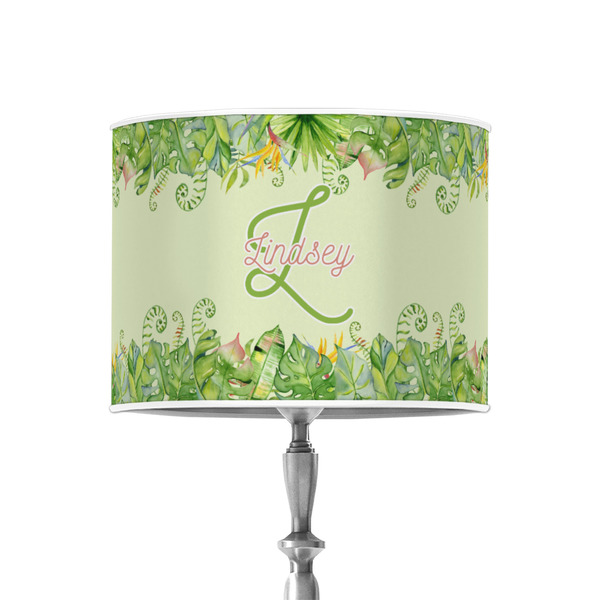 Tropical Leaves Border 8" Drum Lampshade - ON STAND (Poly Film)
