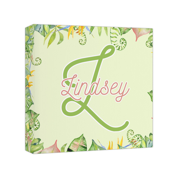 Custom Tropical Leaves Border Canvas Print - 8x8 (Personalized)