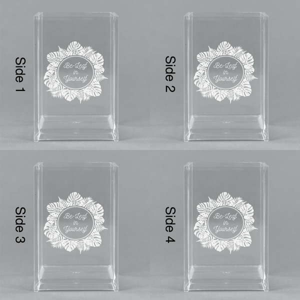 Tropical Leaves Border Acrylic Pen Holder - All Sides