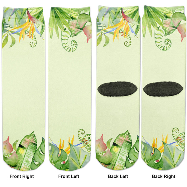 Tropical Leaves Border Adult Crew Socks - Double Pair - Front and Back - Apvl
