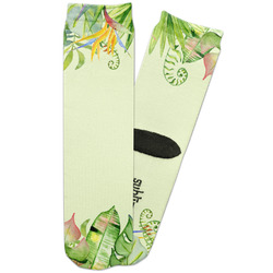 Tropical Leaves Border Adult Crew Socks (Personalized)