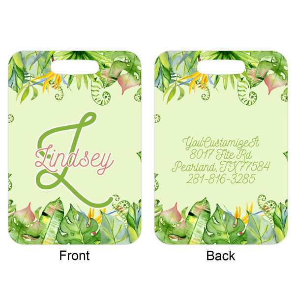 Tropical Leaves Border Aluminum Luggage Tag (Front + Back)