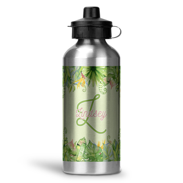 Custom Tropical Leaves Border Water Bottle - Aluminum - 20 oz (Personalized)