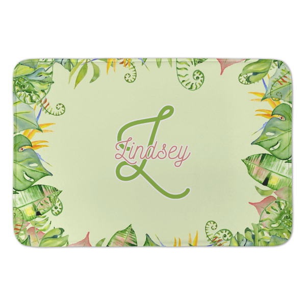 Custom Tropical Leaves Border Anti-Fatigue Kitchen Mat (Personalized)