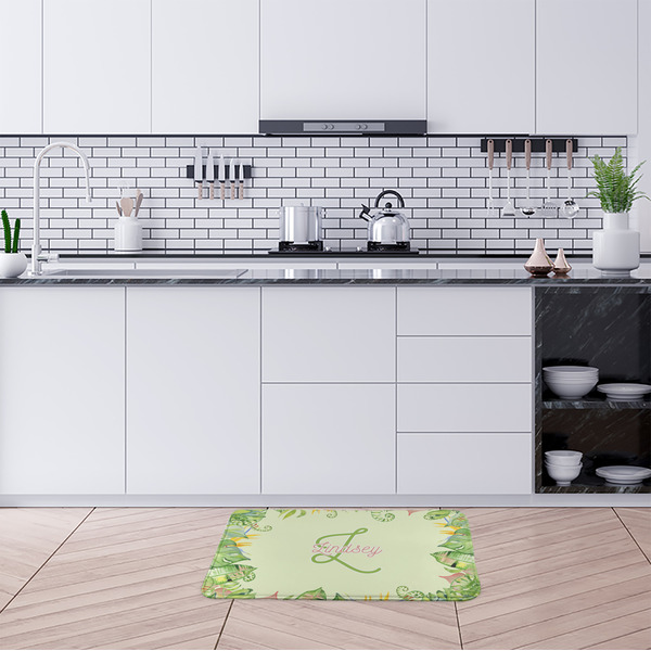 Tropical Leaves Border Anti-Fatigue Kitchen Mats - LIFESTYLE