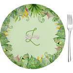 Tropical Leaves Border Glass Appetizer / Dessert Plate 8" (Personalized)