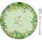 Tropical Leaves Border Glass Appetizer / Dessert Plate 8" (Personalized)