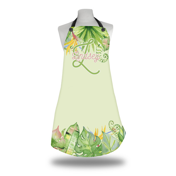 Custom Tropical Leaves Border Apron w/ Name and Initial