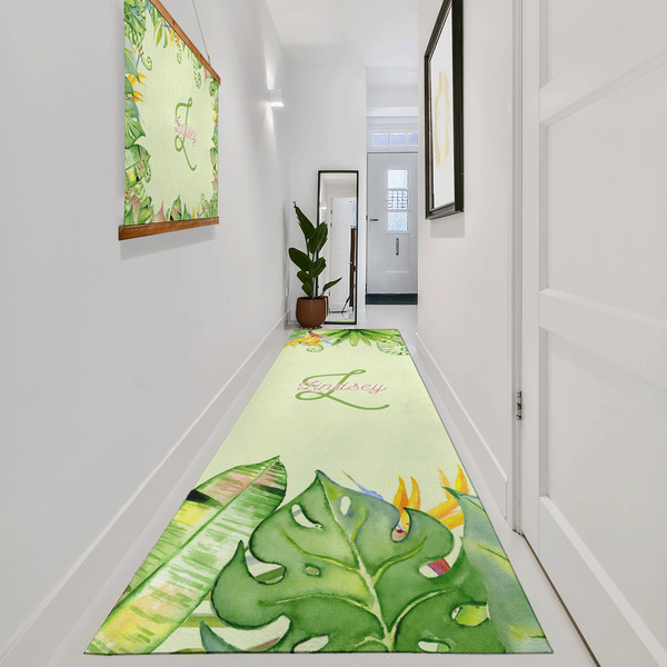 Tropical Leaves Border Area Rug Sizes - In Context (vertical)