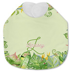 Tropical Leaves Border Jersey Knit Baby Bib w/ Name and Initial